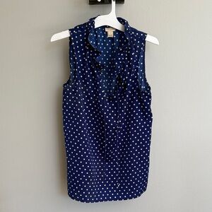 Blue Polka Dot Sleeveless Blouse